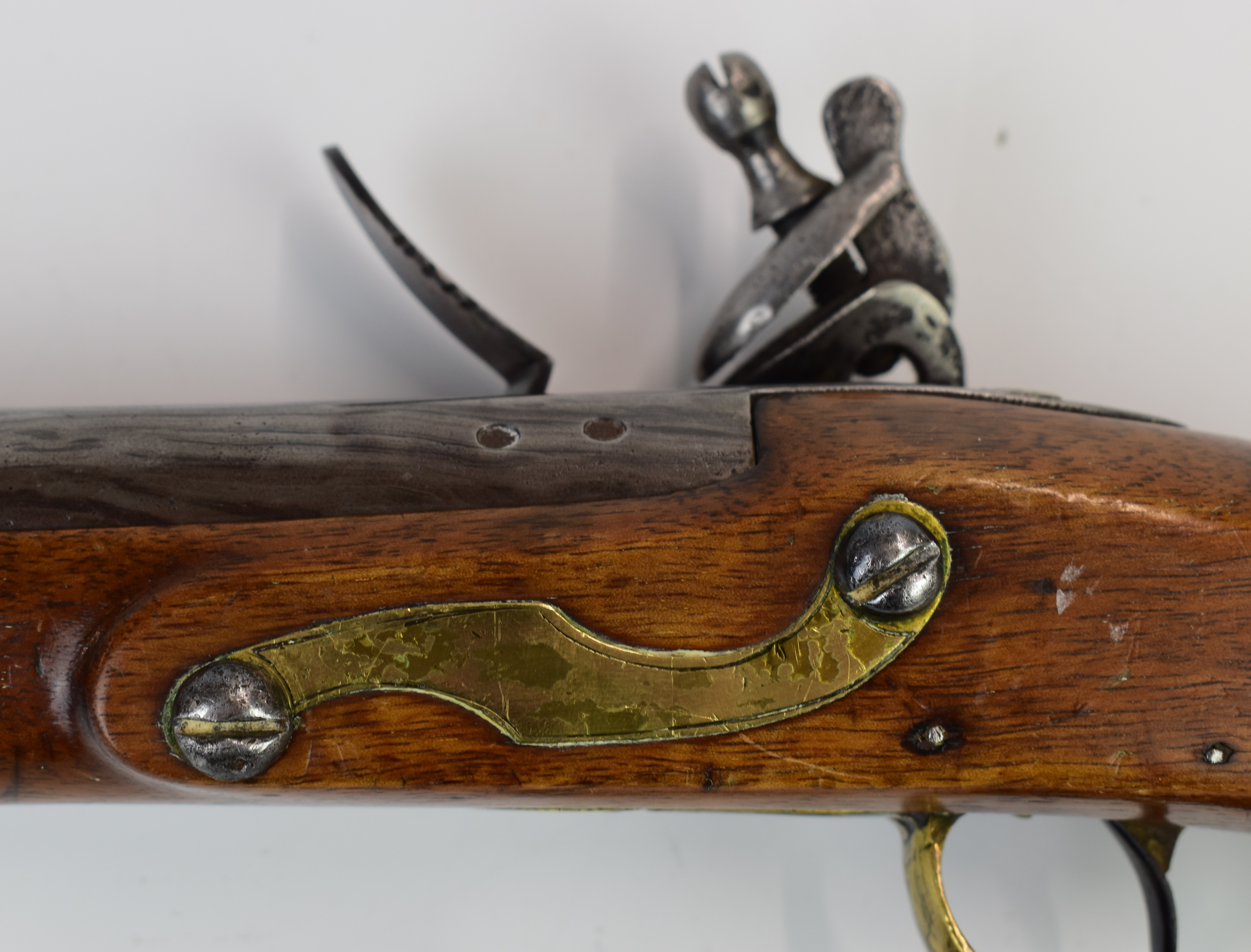 W Ketland & Co flintlock holster pistol with named and line engraved lock, brass trigger guard, butt - Image 7 of 13