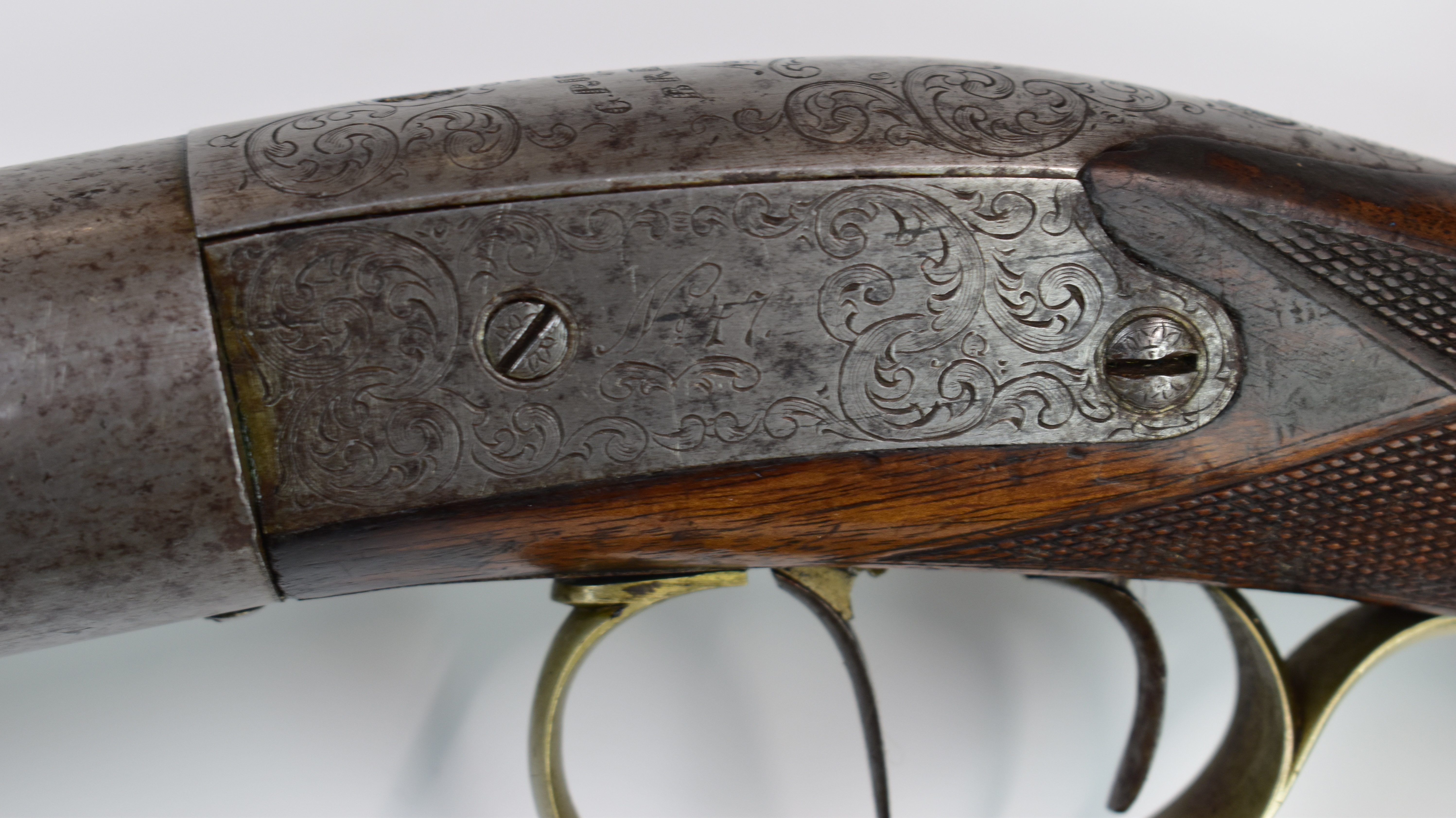 G Richter of Breslau side-lever cocking 8mm air rifle with named top plate, scrolling engraving to - Image 10 of 17