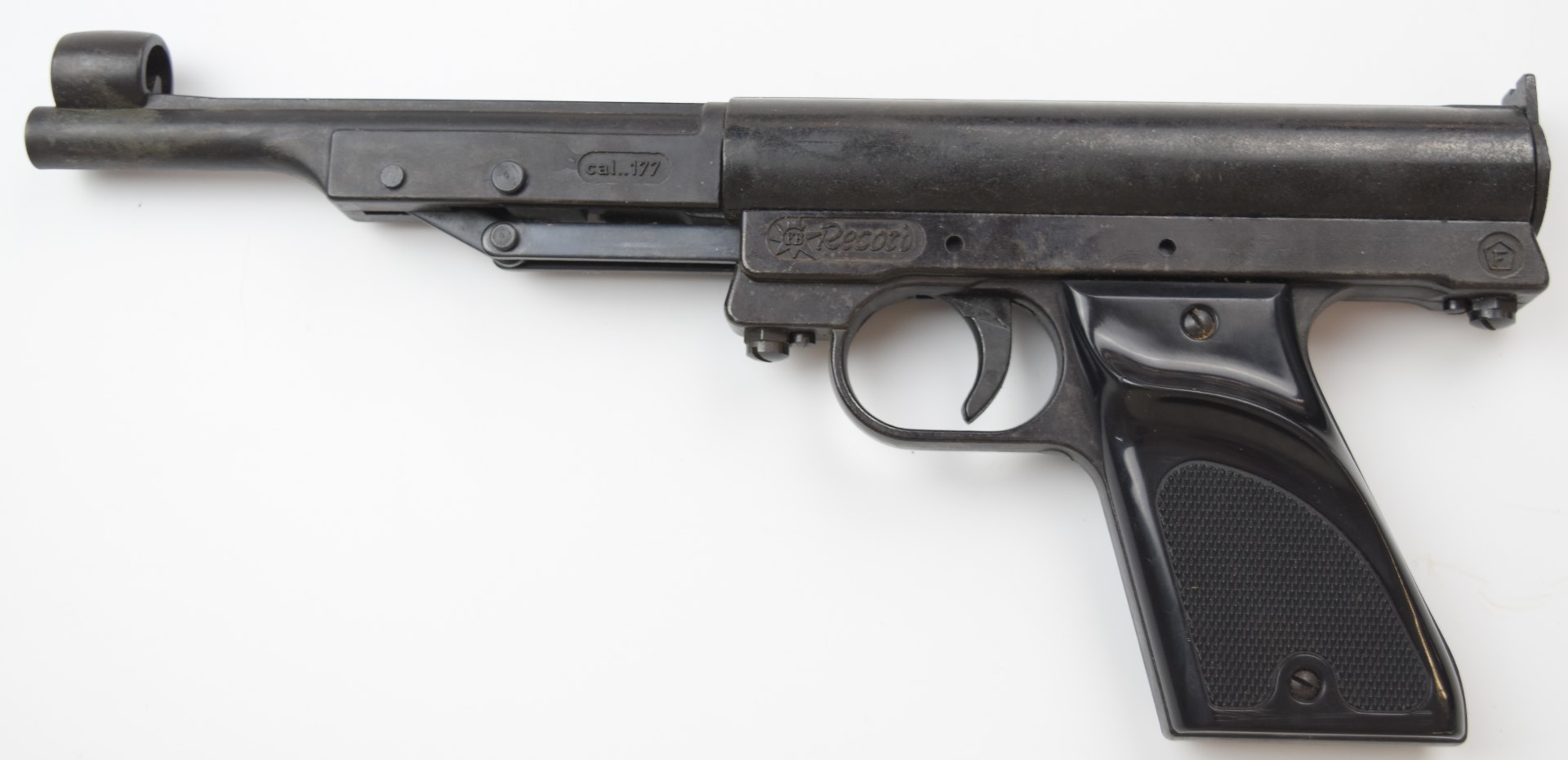 Record Luftpistole Model 1 .177 air pistol with shaped and chequered grip, in original box. - Image 3 of 12