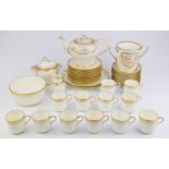 Approximately forty three pieces of Victorian tea ware including teapot with inscription '