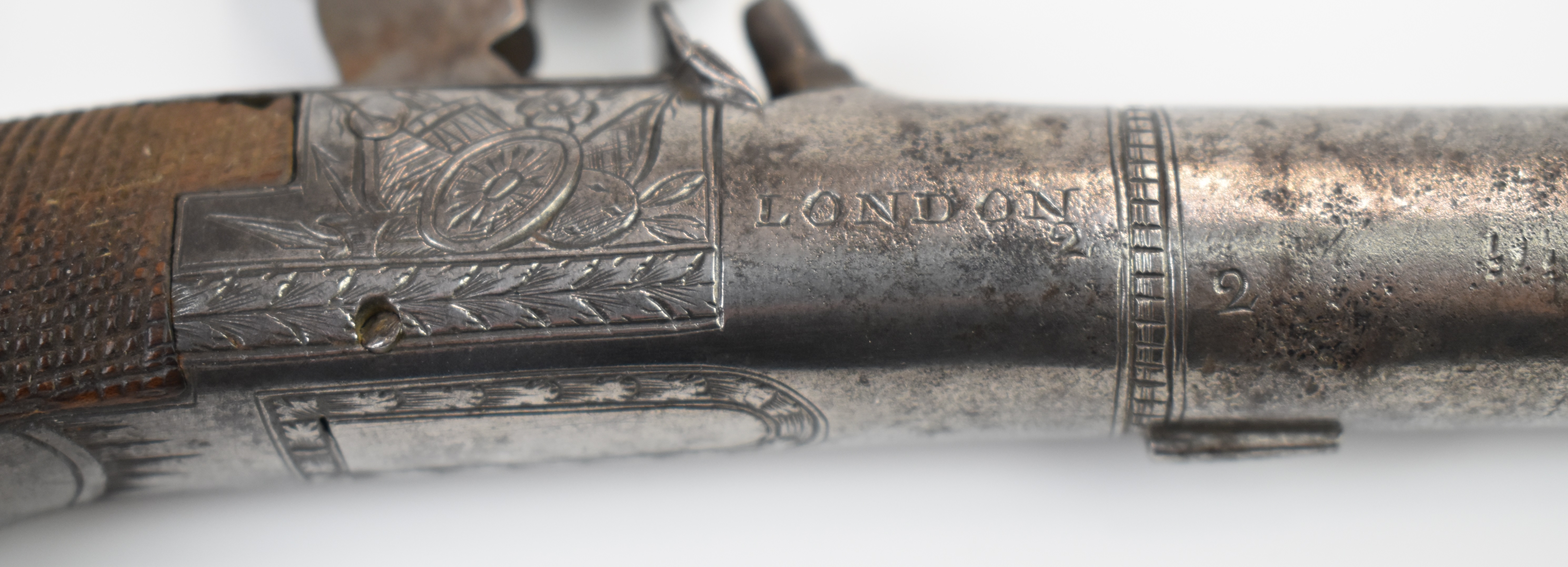 Smith of London retailed Belgian percussion hammer action pocket pistol with named and engraved - Image 5 of 7