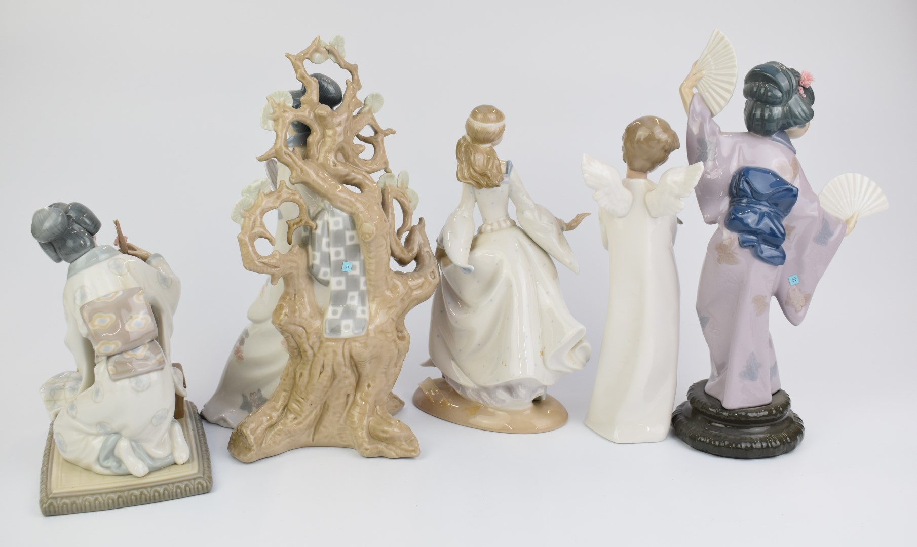 Four Lladro figurines comprising three Japanese and Cinderella, and a Nao angel, tallest 31cm - Image 2 of 3