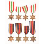 Four WW2 Burma Star Medals and four Italy Star Medals