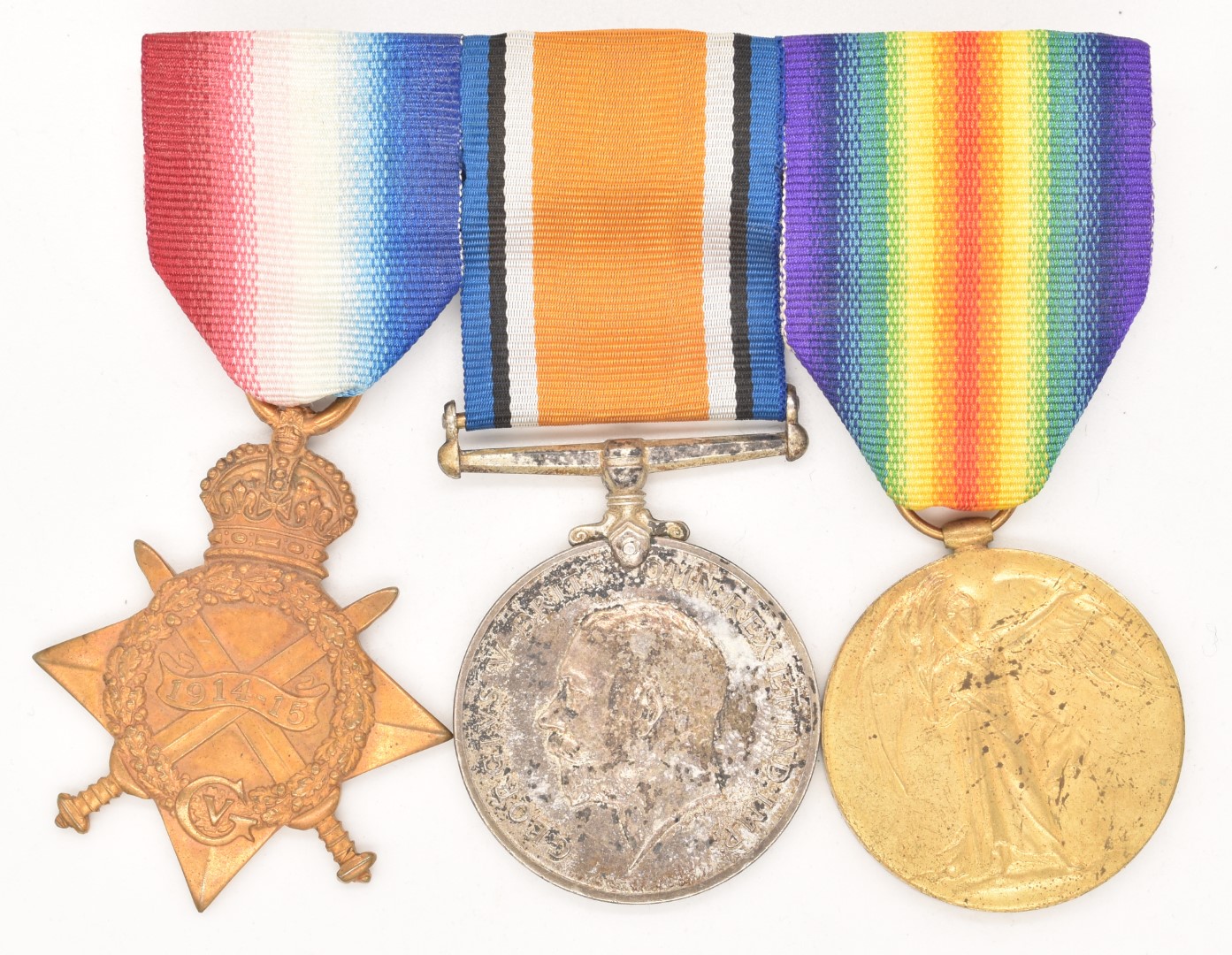 British Army WW1 medal trio comprising 1914/1915 Star, War Medal and Victory Medal named to 15254
