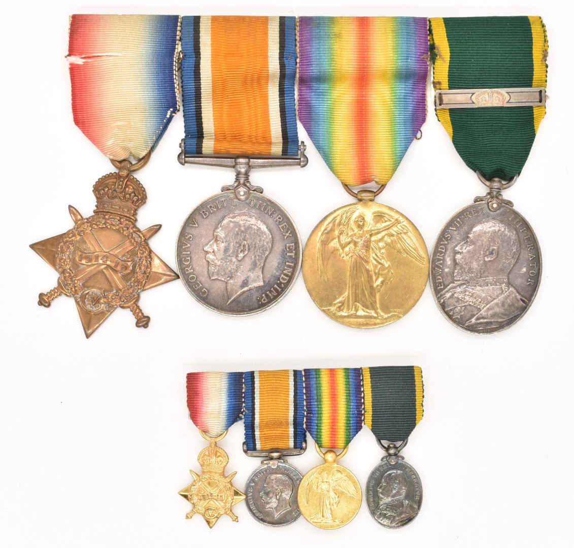 British Army WW1 King's Liverpool Regiment medal group of four comprising 1914/1915 Star, War Medal, - Image 2 of 5