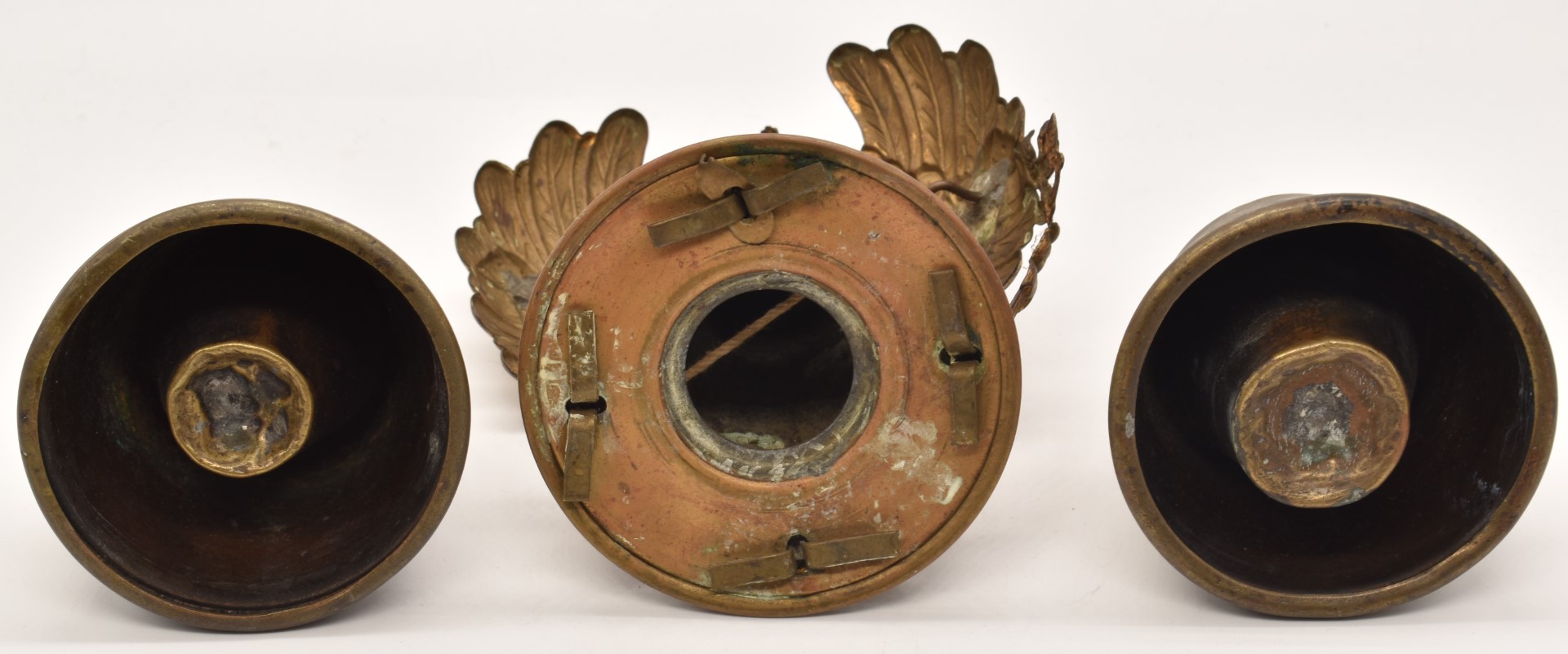 Imperial German WW1 other ranks pickelhaube helmet badge and spike together with a pair of trench - Image 3 of 3