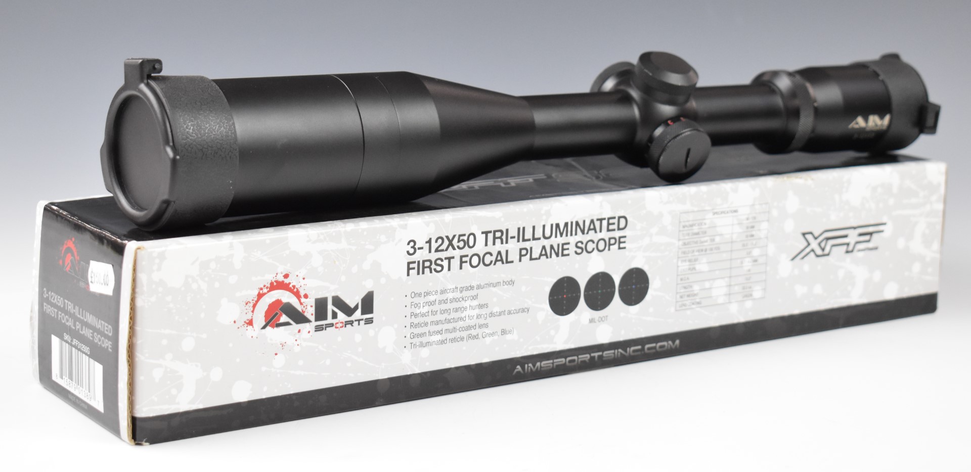 Aim Sports 3-12x50 tri-illuminated air rifle or similar scope, in original box