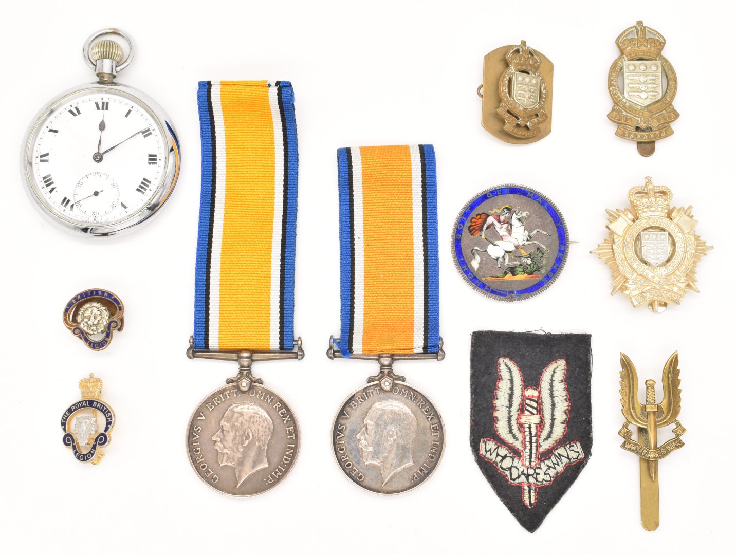 Two WW1 War Medals named to 41814 Pte G Pegler, Somerset Light Infantry and J17694 FC Pegler, A.B