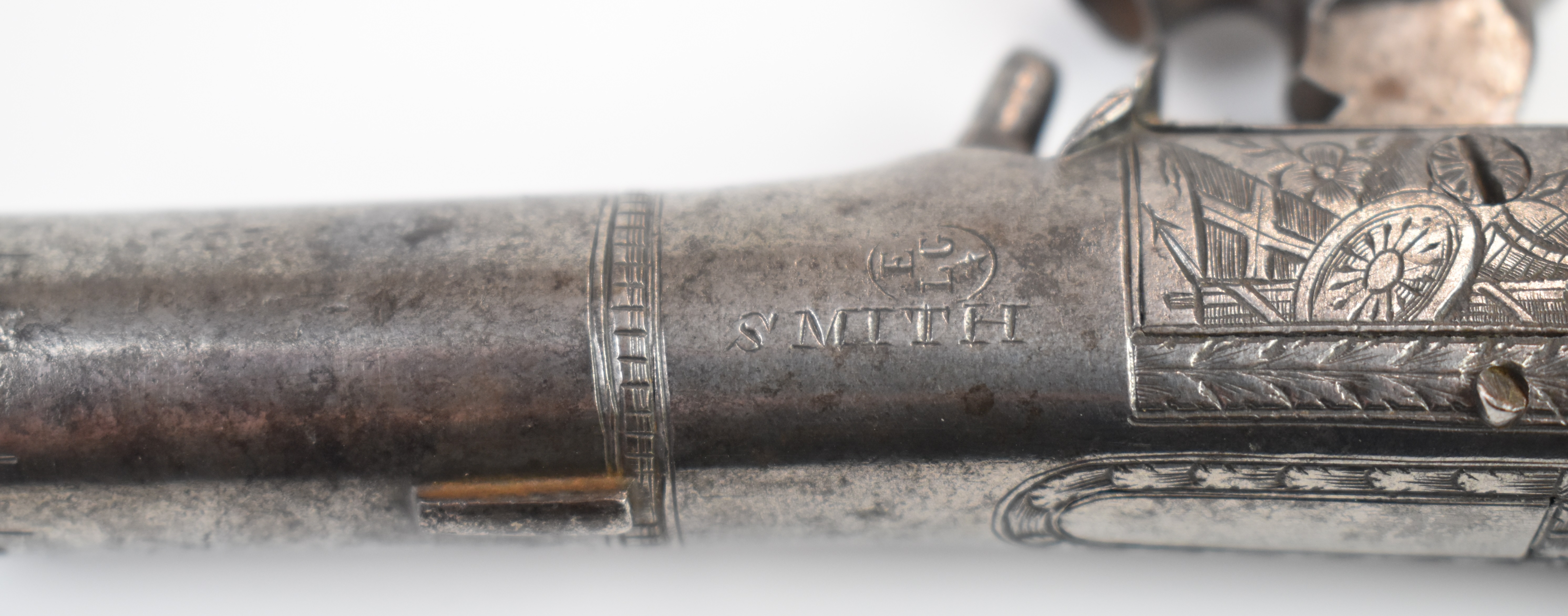 Smith of London retailed Belgian percussion hammer action pocket pistol with named and engraved - Image 4 of 7