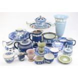 19thC Wedgwood Jasperware, later Wedgwood blue and white, Queensware vase, Spode Blue Italian and an