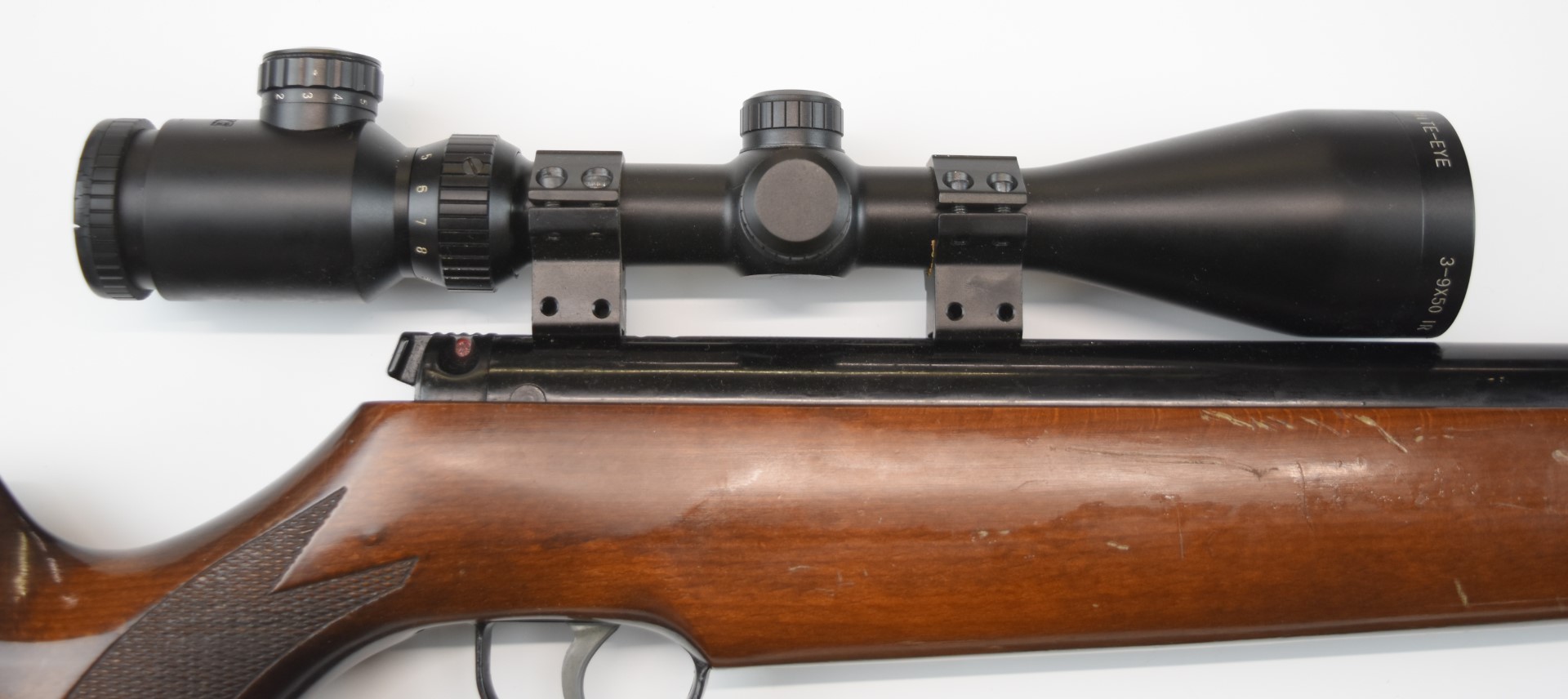 Webley Eclipse .22 under-lever air rifle with chequered semi-pistol grip, raised cheek piece, - Image 6 of 25