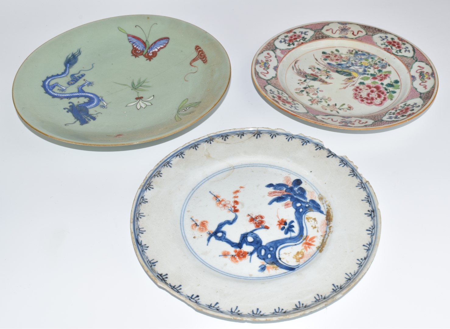Two Copenhagen shallow dishes decorated with flowers, Chinese export porcelain, Royal Worcester - Image 8 of 8