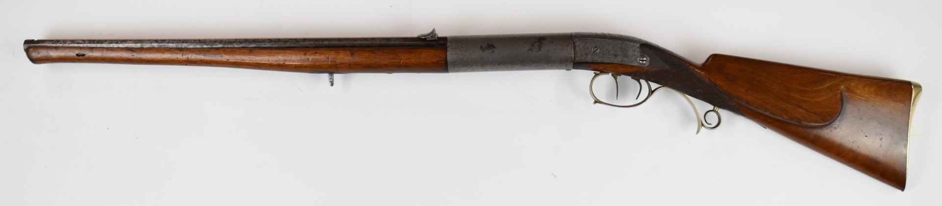 G Richter of Breslau side-lever cocking 8mm air rifle with named top plate, scrolling engraving to - Image 7 of 17