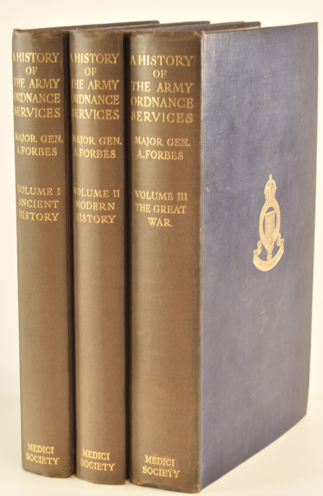 Three military interest reference books 'A History of The Army Ordnance Services' volumes I, II