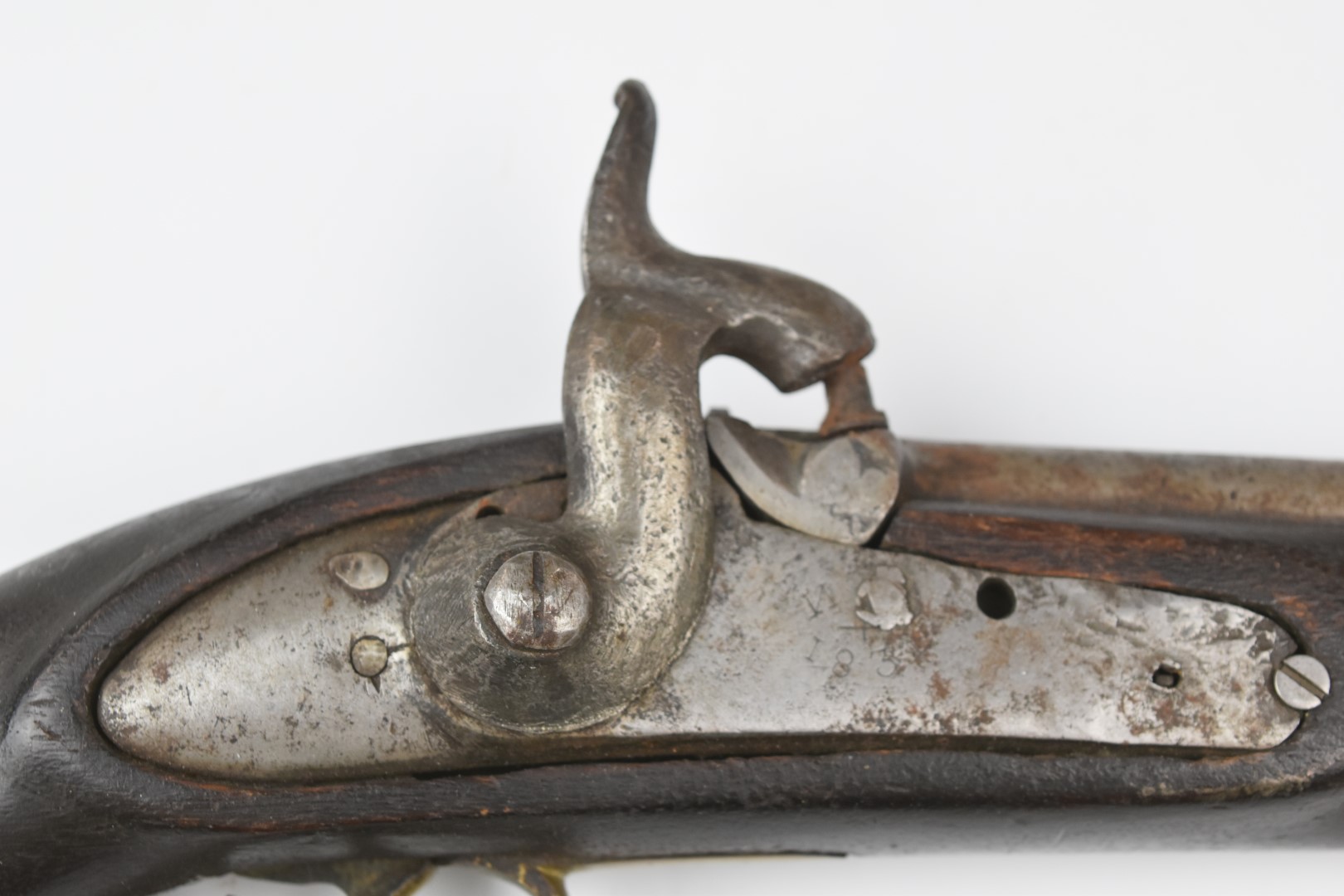 Sea Service type percussion hammer action pistol with Cyrillic text and 1831 to the lock, brass - Image 7 of 10