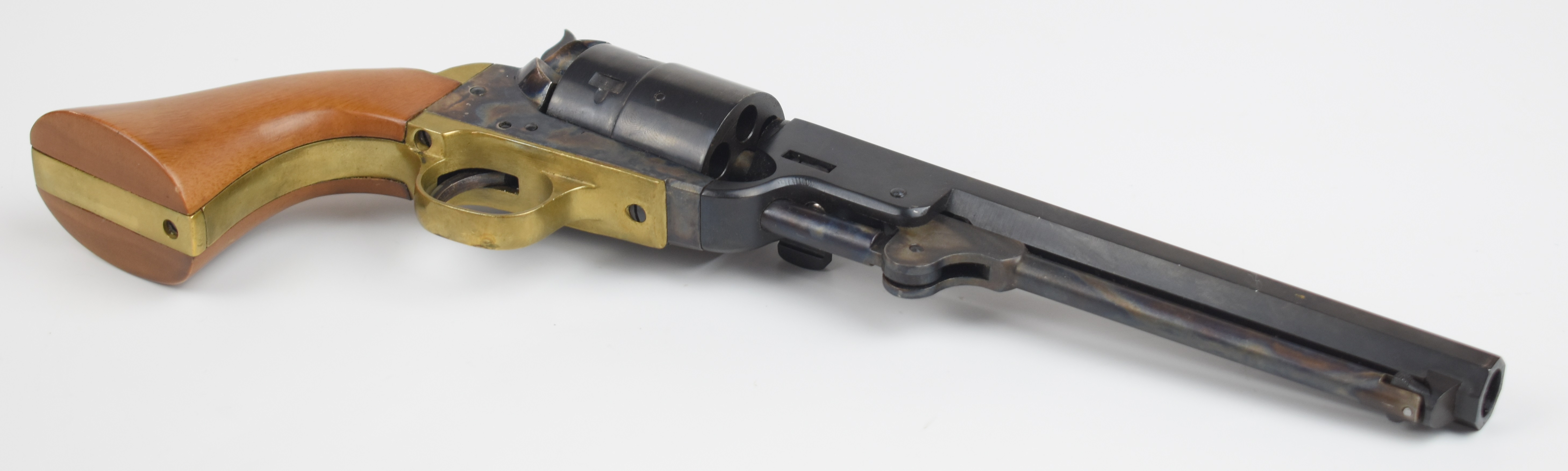 Italian Colt style 9mm blank firing six-shot single action revolver with brass trigger guard, wooden - Image 4 of 12