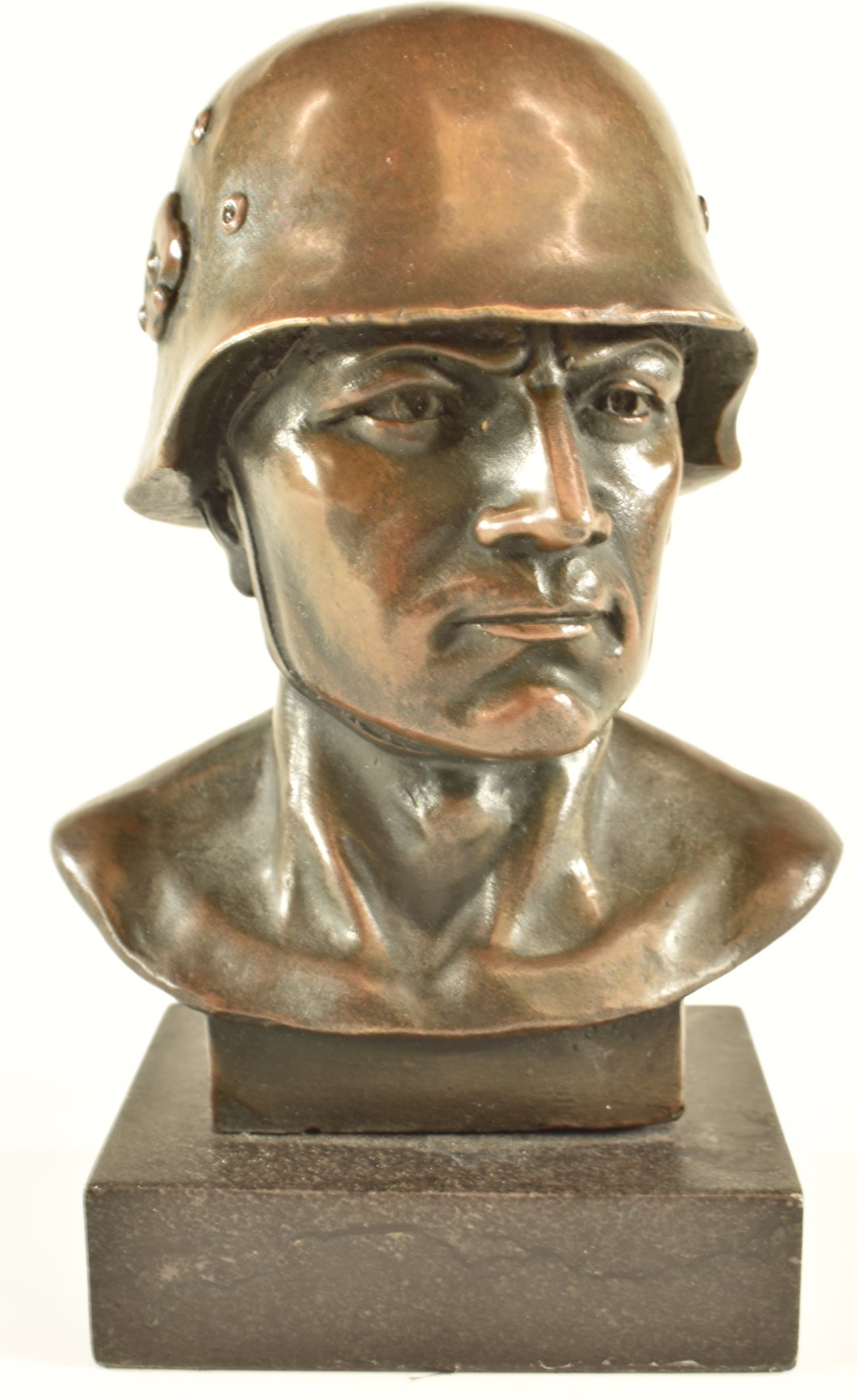 Bronze bust of a German soldier, 15cm tall