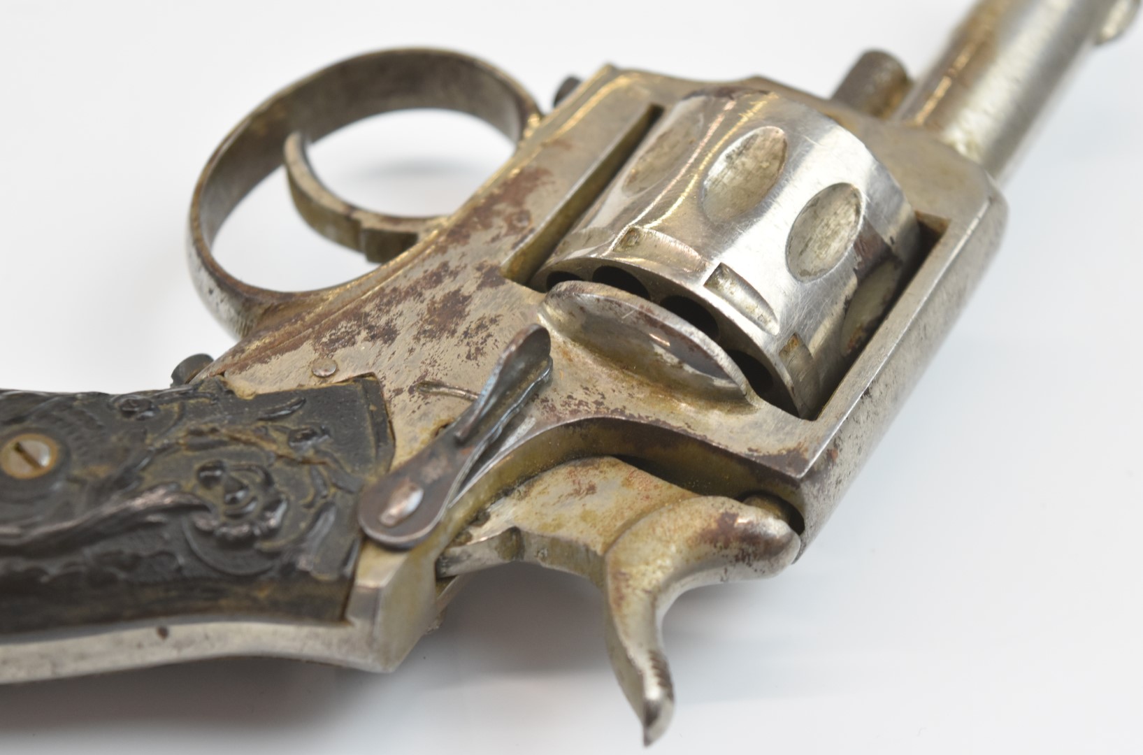 Unnamed ten-shot double action blank firing revolver or starting pistol with relief scenes of - Image 19 of 20