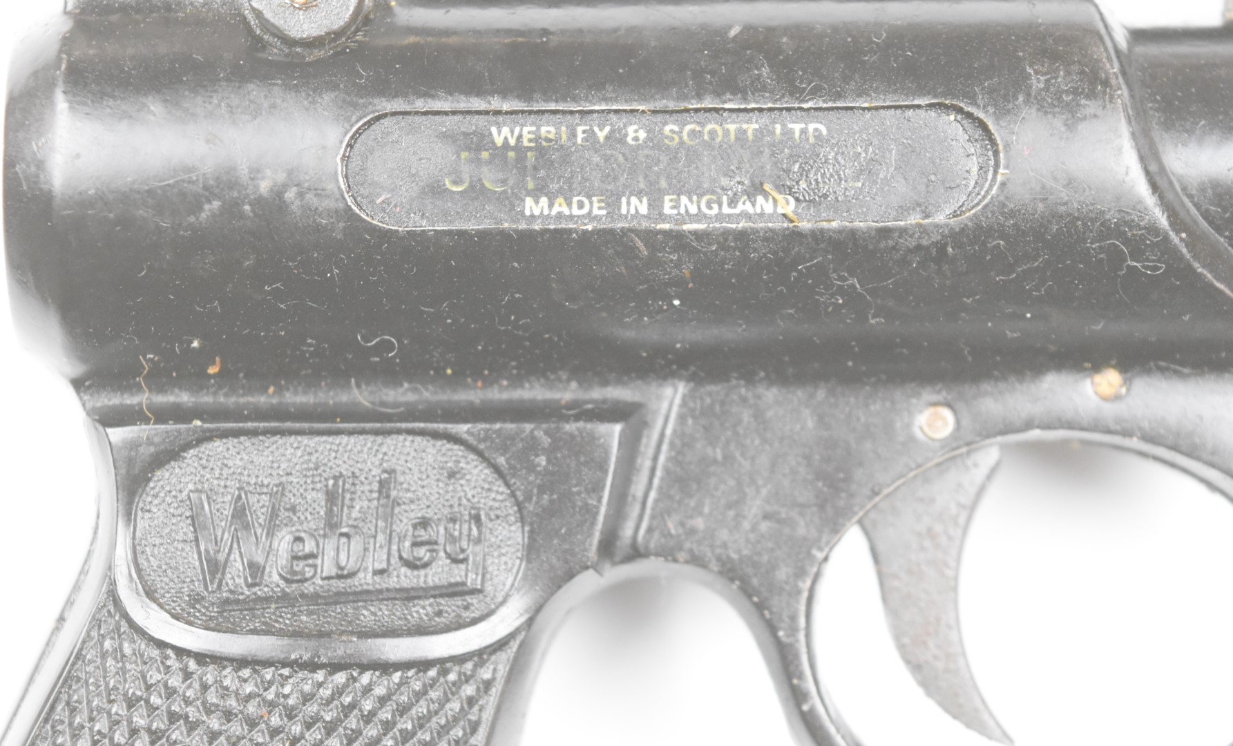 Webley Junior Mk. II .177 air pistol with named and chequered grips and adjustable sights, serial - Image 10 of 12