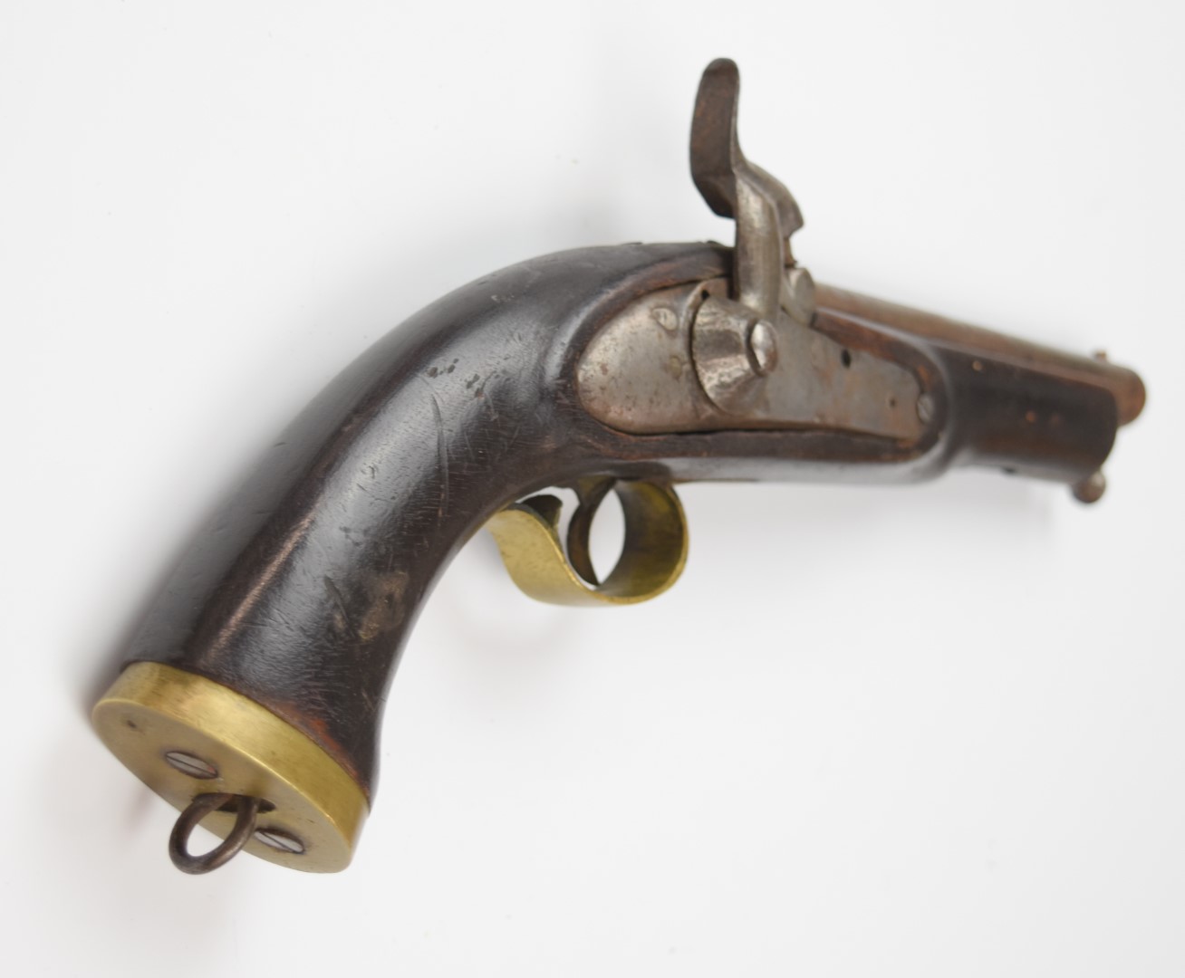 Sea Service type percussion hammer action pistol with Cyrillic text and 1831 to the lock, brass - Image 3 of 10