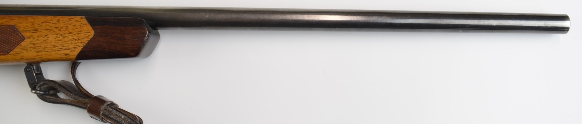 BSA .243 bolt-action rifle with chequered semi-pistol grip and forend, raised cheek-piece, leather - Image 9 of 18