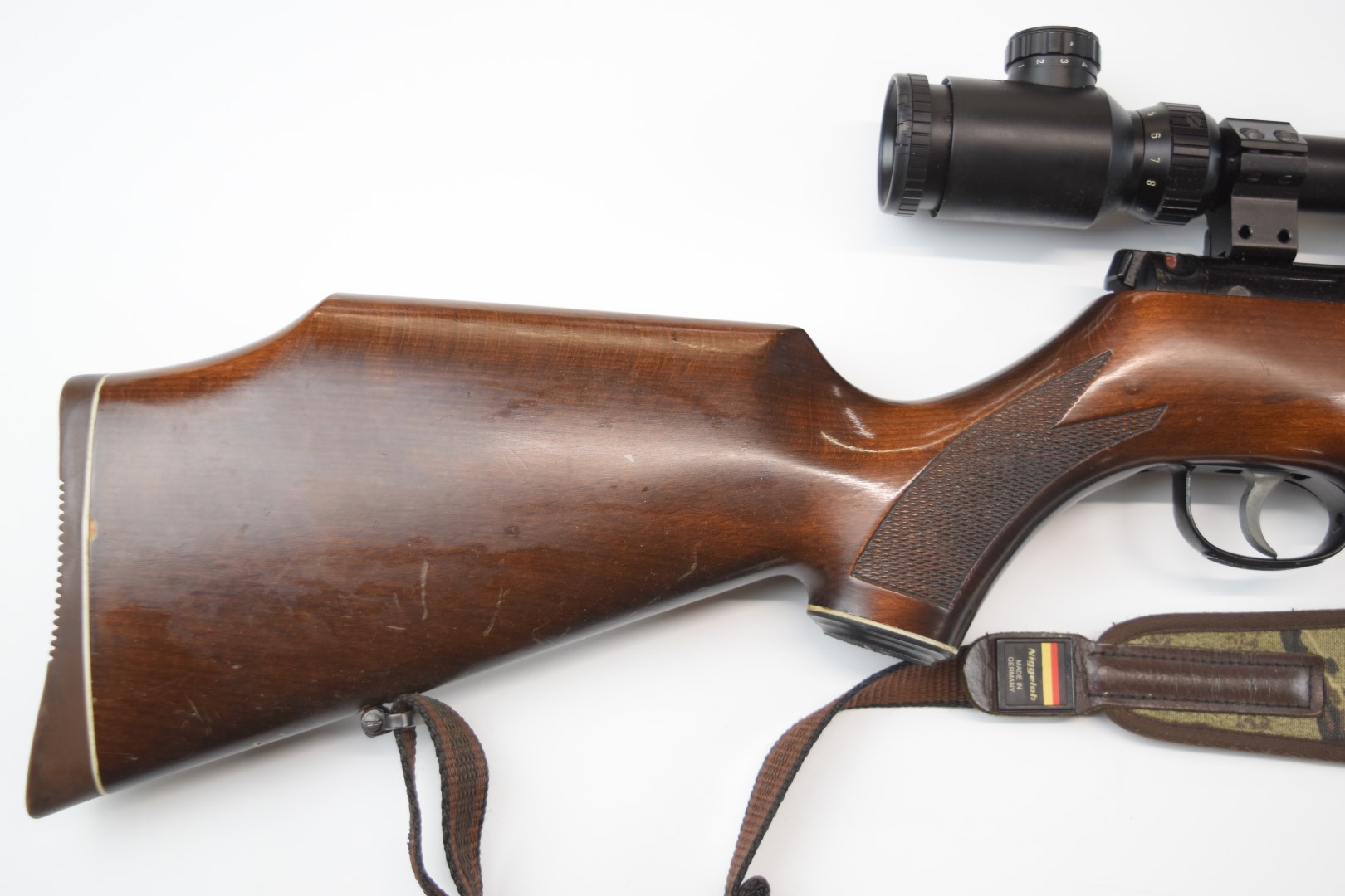 Webley Eclipse .22 under-lever air rifle with chequered semi-pistol grip, raised cheek piece, - Image 3 of 25