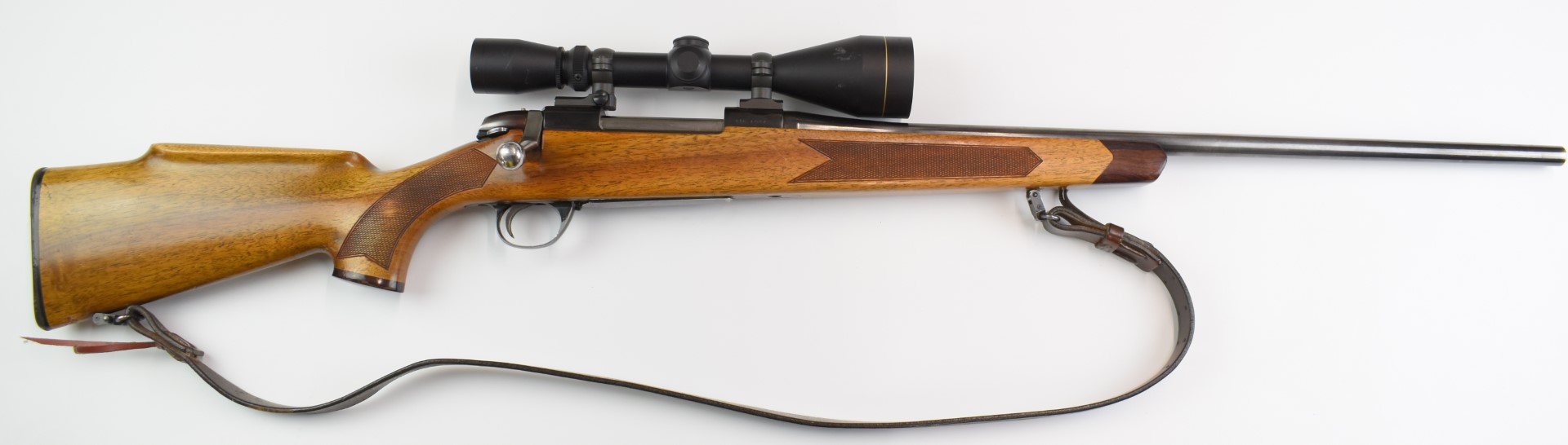 BSA .243 bolt-action rifle with chequered semi-pistol grip and forend, raised cheek-piece, leather - Image 4 of 18