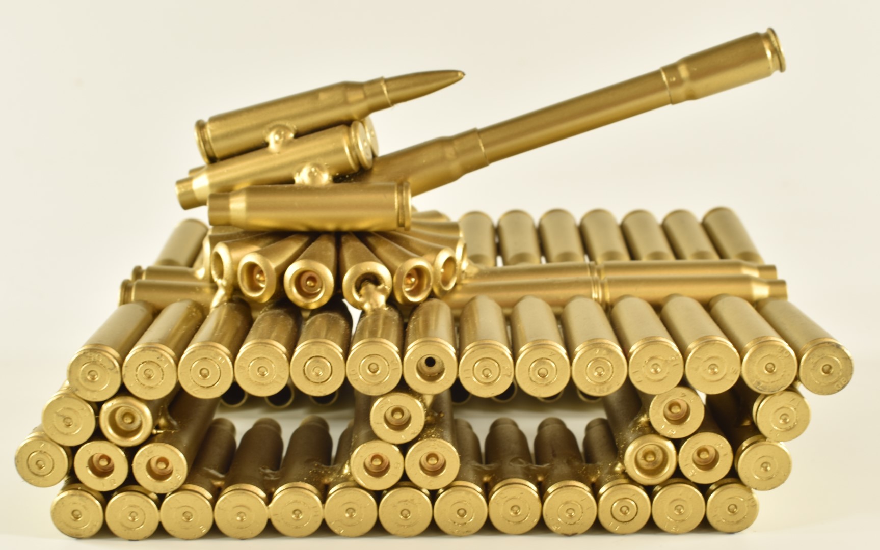 Novelty trench art type model of a tank formed from bullet cases, length 16cm - Image 2 of 5