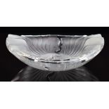 Lalique Nancy frosted and clear glass bowl/ dish in the form of a stylised shell, signed 'Lalique
