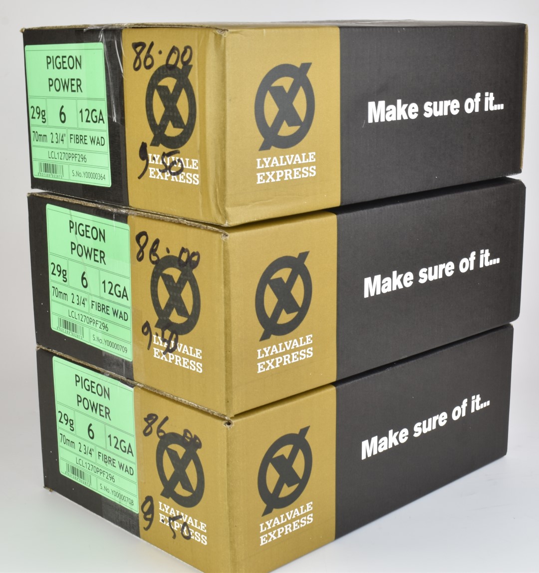 Seven-hundred-and-fifty 12 bore Lyalvale Express Pigeon Power 29g shotgun cartridges, sealed in