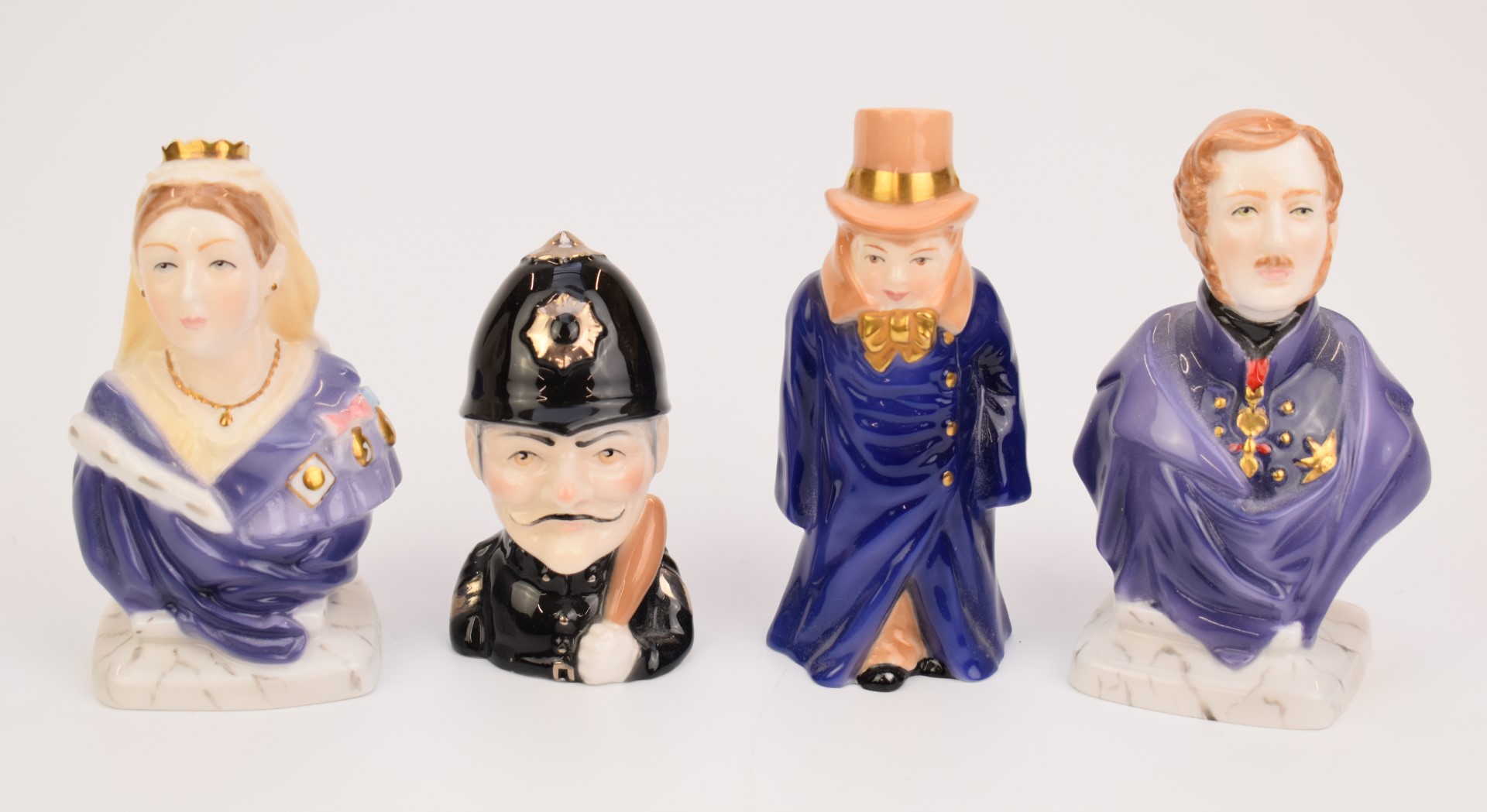 Four limited edition Royal Worcester candle snuffers comprising Budge, policeman, Queen Victoria and - Image 2 of 4