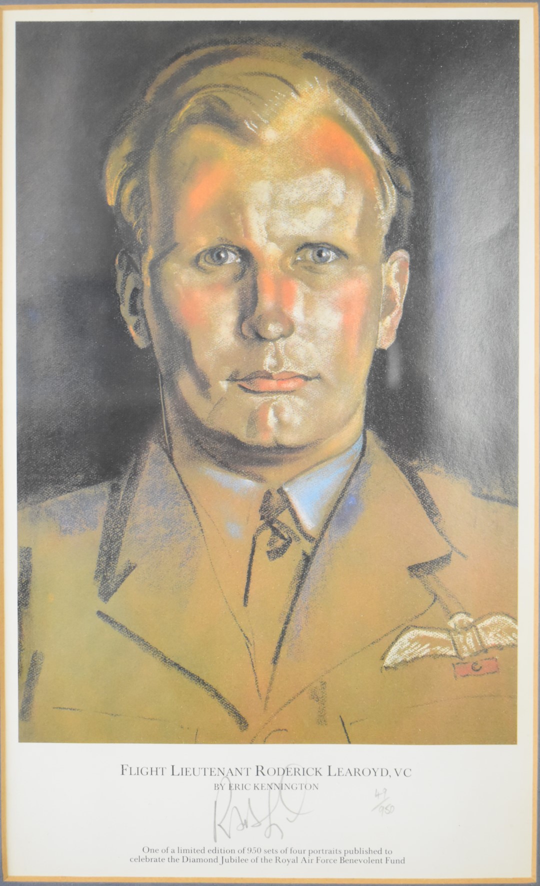 Four limited edition WW2 Royal Air Force portraits by Erick Kennington all signed by subjects, - Image 4 of 10