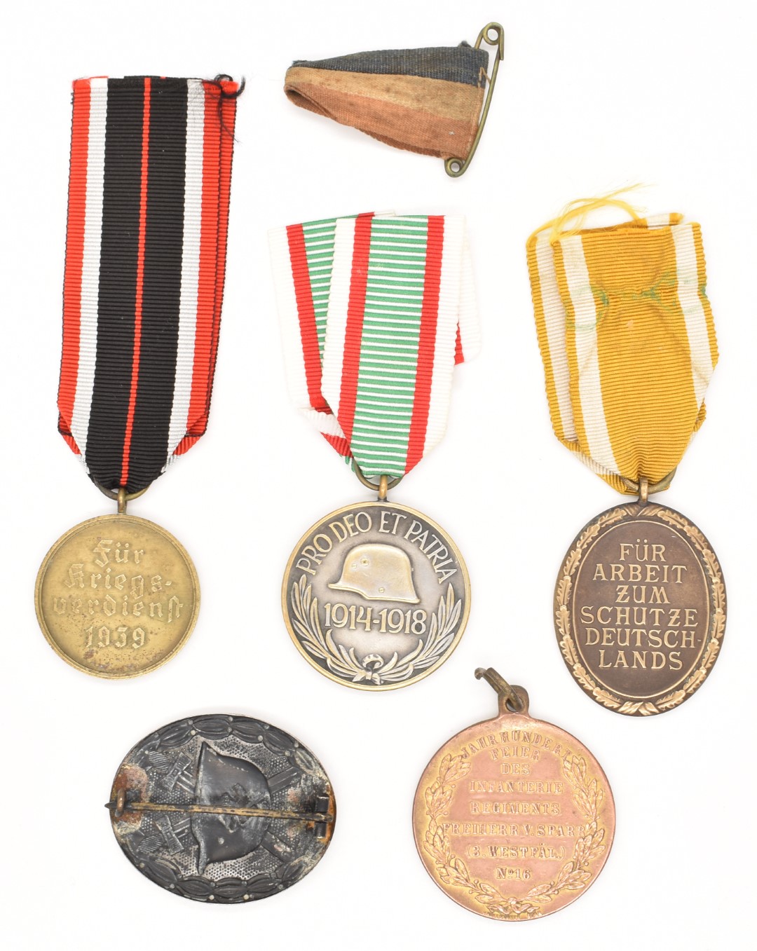 German WW2 Nazi Third Reich War Merit Cross Medal, Atlantic Wall Medal and a Wound Badge, together - Image 2 of 2