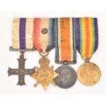 WW1 Military Cross group of four miniatures comprising Military Cross (stamped silver to reverse),