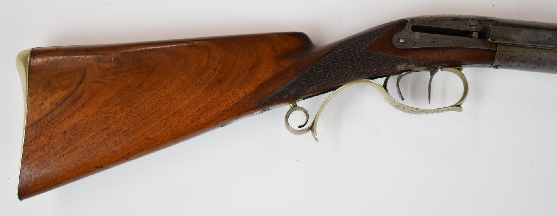 G Richter of Breslau side-lever cocking 8mm air rifle with named top plate, scrolling engraving to - Image 3 of 17