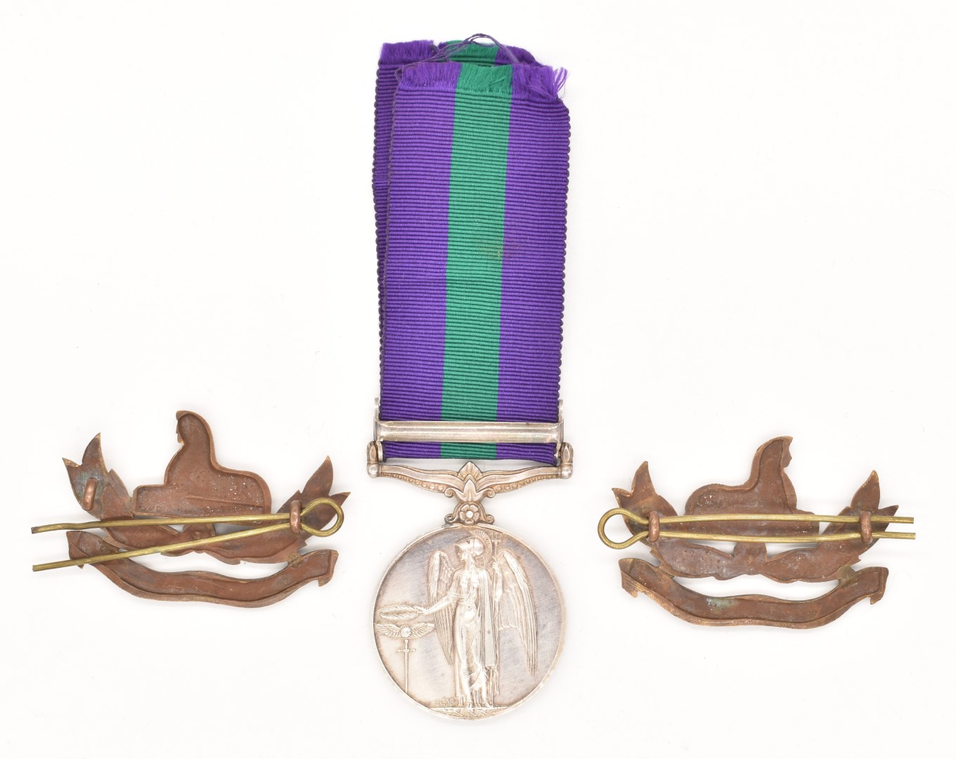 George VI General Service Medal with clasp for Palestine 1945-1948, named to 21039621 Gunner A - Image 2 of 4