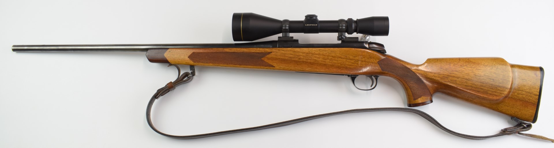 BSA .243 bolt-action rifle with chequered semi-pistol grip and forend, raised cheek-piece, leather - Image 11 of 18