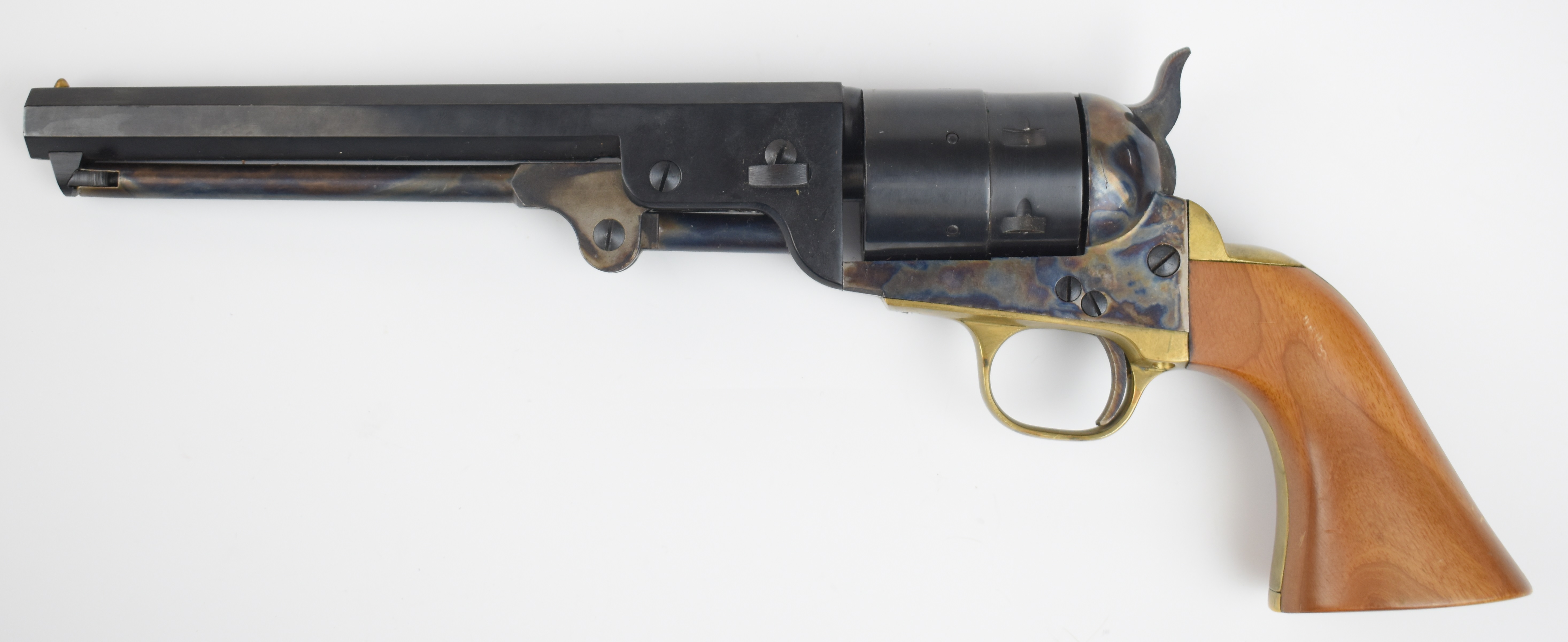 Italian Colt style 9mm blank firing six-shot single action revolver with brass trigger guard, wooden - Image 2 of 12