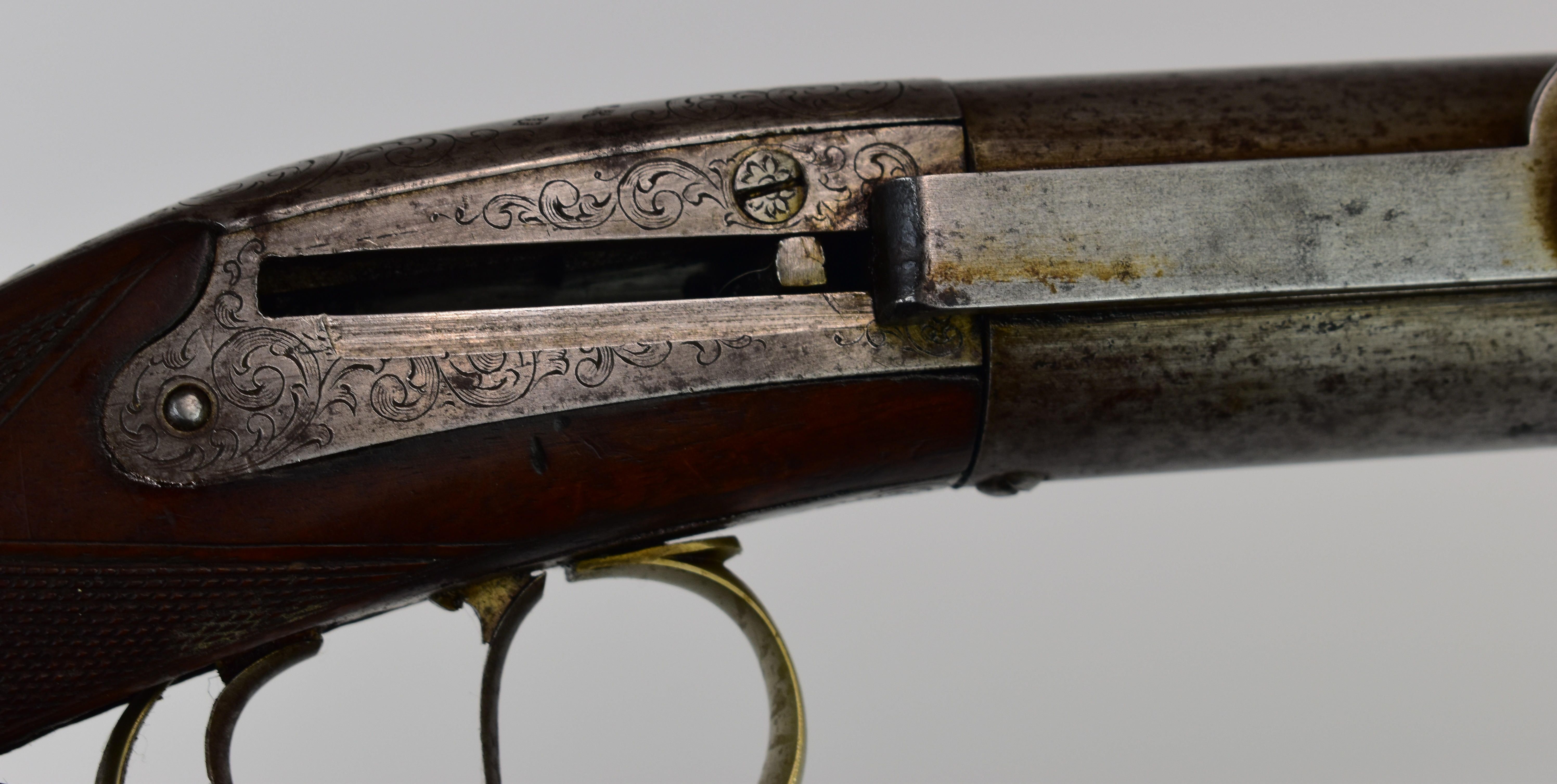 G Richter of Breslau side-lever cocking 8mm air rifle with named top plate, scrolling engraving to - Image 11 of 17