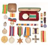 British Military Cross Medal unnamed as issued together with a WW1 War Medal named to 2nd Lieutenant