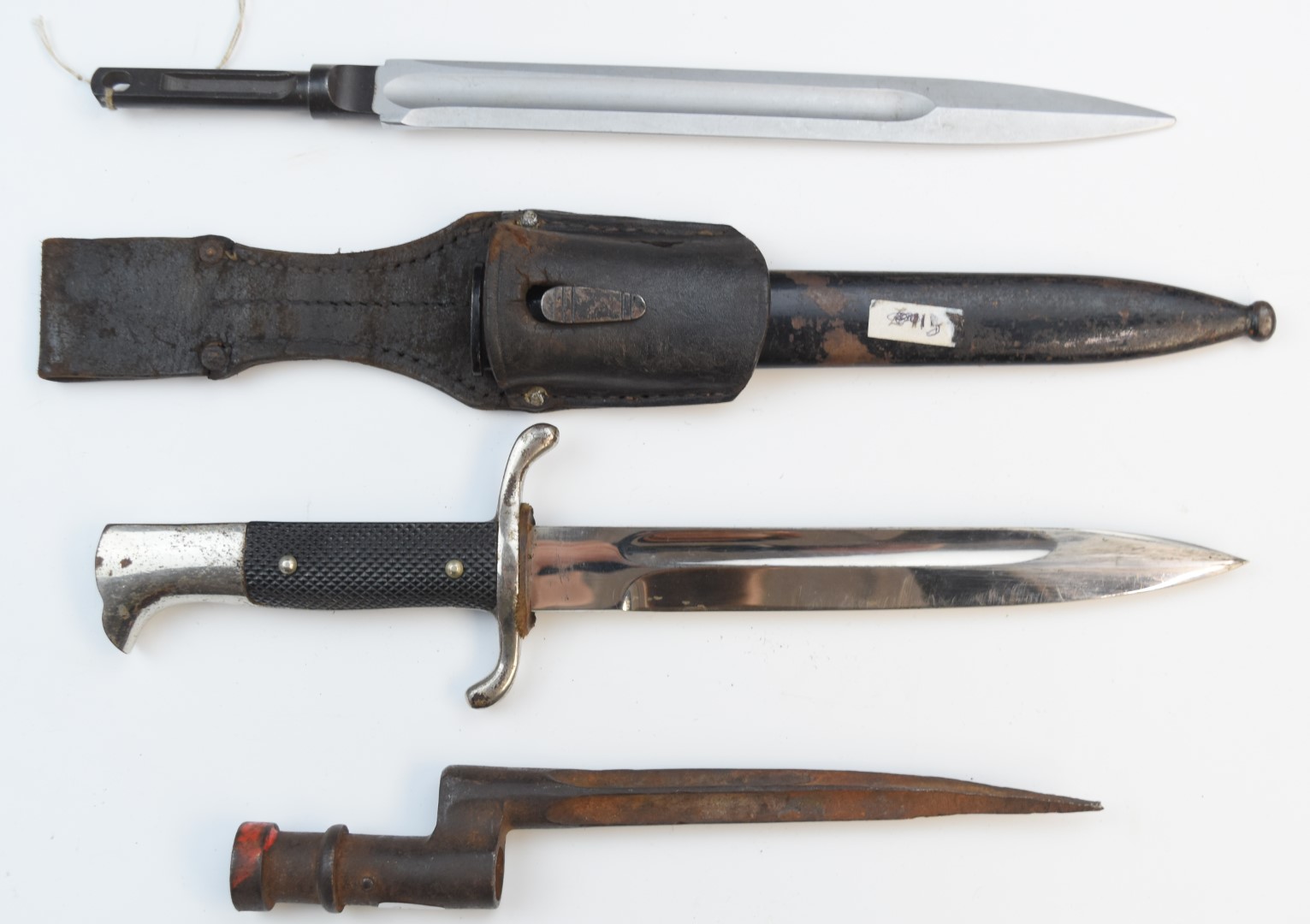 German WW2 Nazi Third Reich Fire Brigade bayonet with 20cm blade, scabbard and frog, Russian Simonov