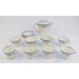 Fifteen pieces of Art Deco porcelain tea ware with 'Palissy' to base