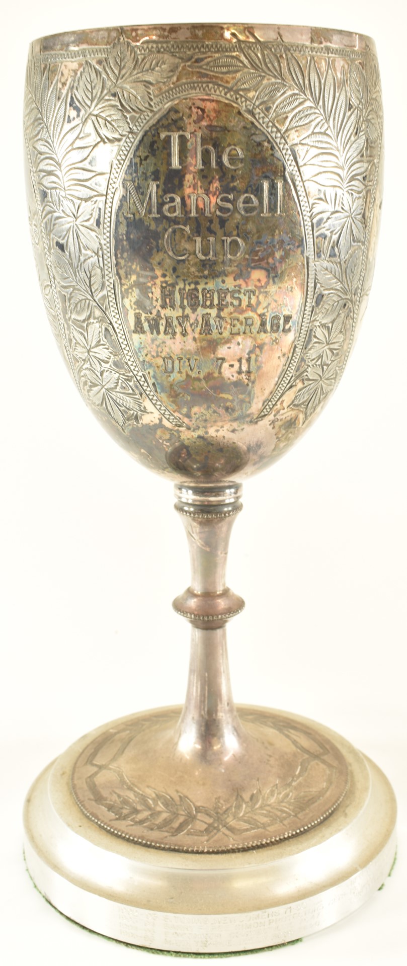 Presentation cup inscribed 'The Mansell Cup' Highest Away Average' to one side and 'The Talbot Cup