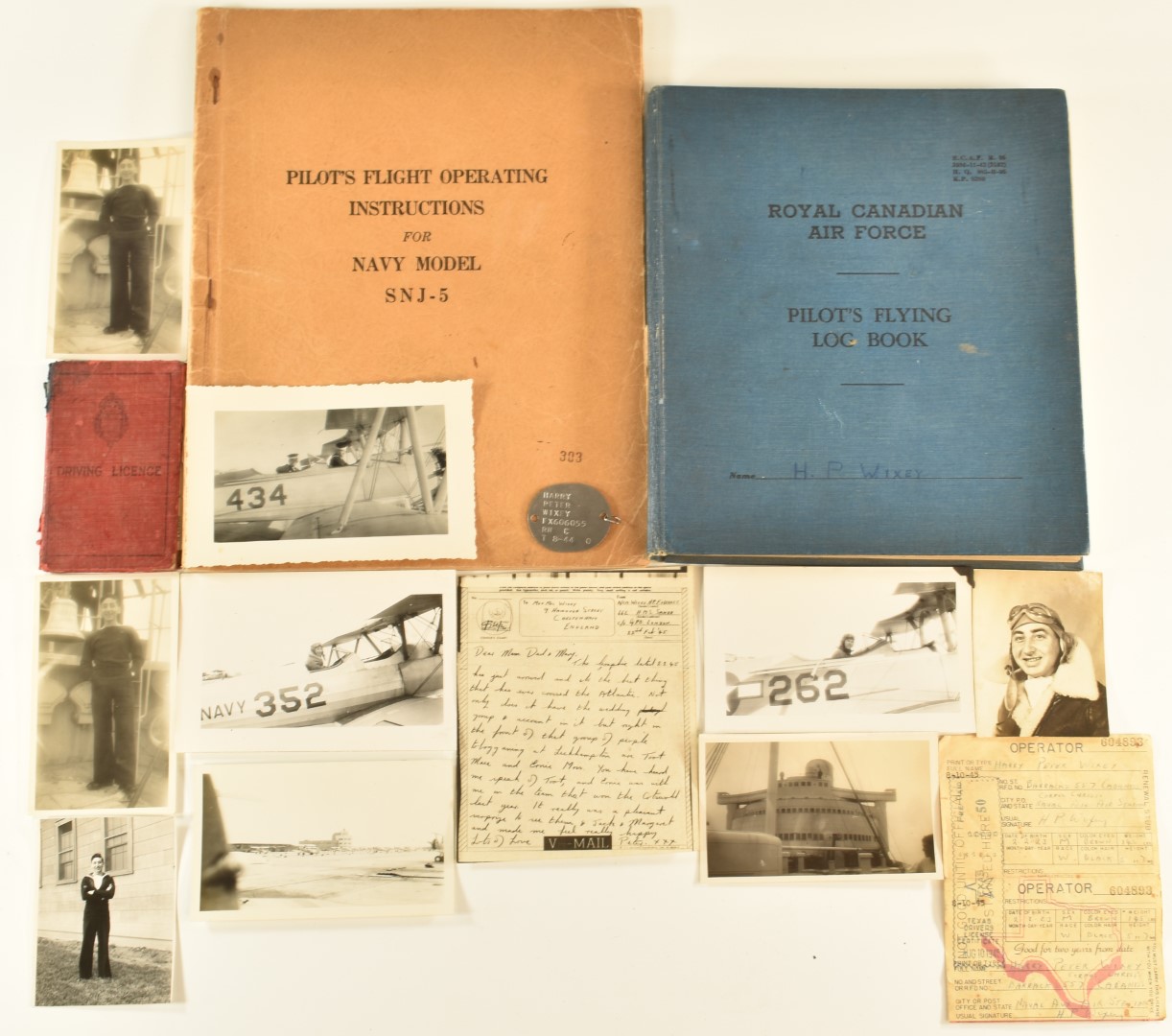 Royal Canadian Air Force WW2 pilot's flying log book for H P Wixey, the first entry dated 5th