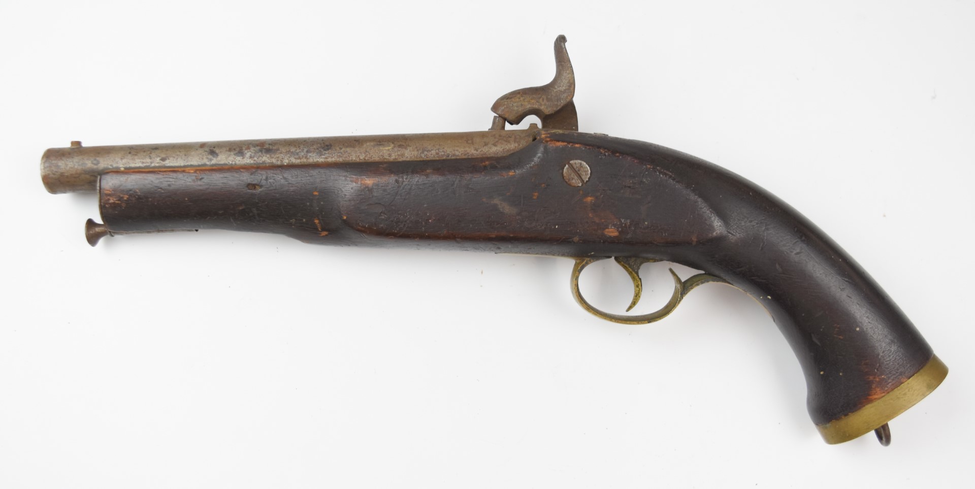 Sea Service type percussion hammer action pistol with Cyrillic text and 1831 to the lock, brass - Image 2 of 10