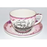 Grays Pottery lustre ware oversized cup and saucer with sailing ship 'Adelaide' to one side and