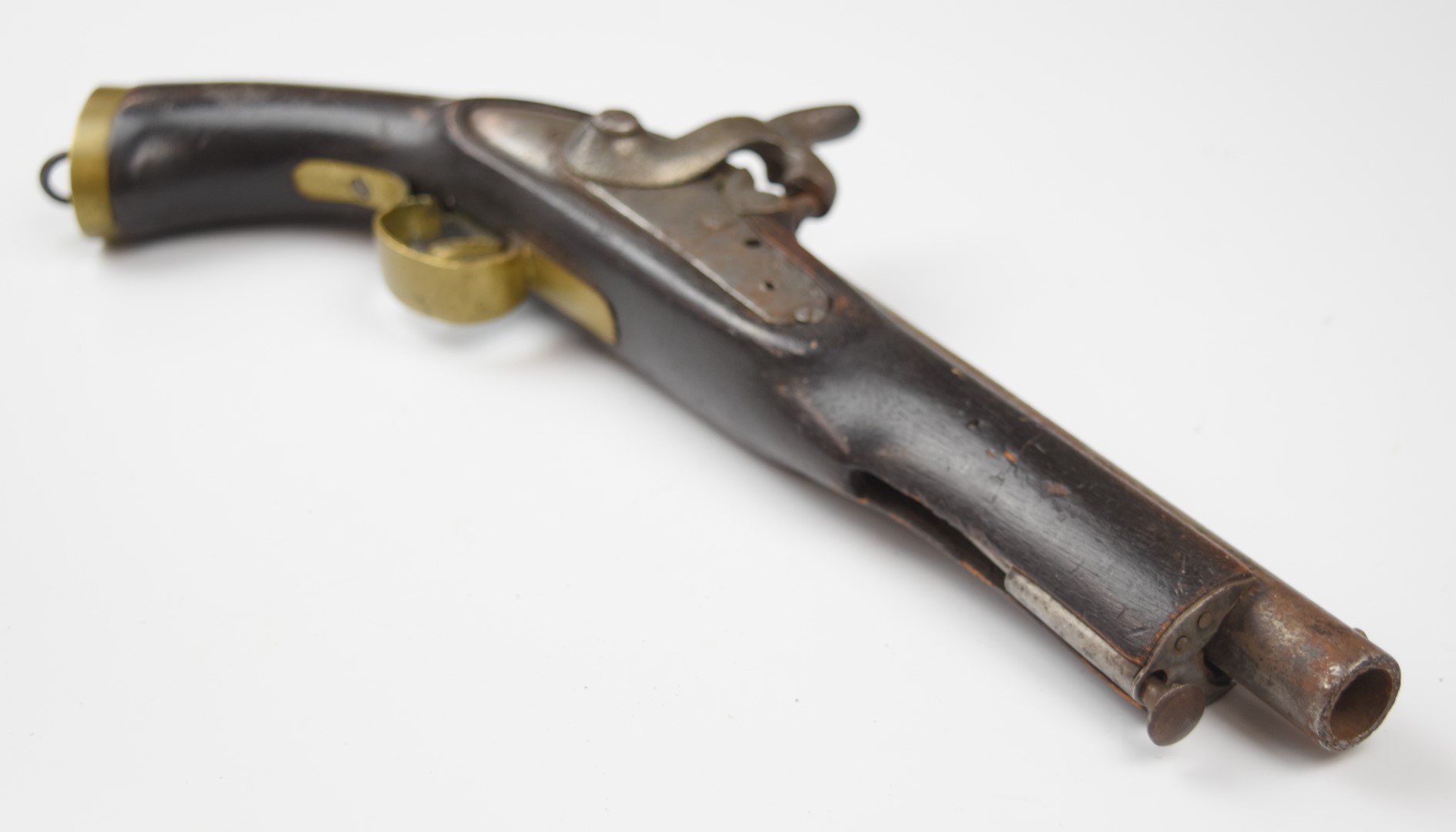 Sea Service type percussion hammer action pistol with Cyrillic text and 1831 to the lock, brass - Image 4 of 10