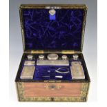 William IV hallmarked silver topped travelling dressing table set, comprising ten silver topped pots