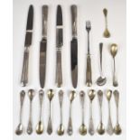 Hallmarked and continental silver spoons including a set of eleven filigree examples, length 11.5cm,