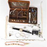 A collection of jewellery including glass bead, Avia watch, silver bracelets, Coro earrings, etc